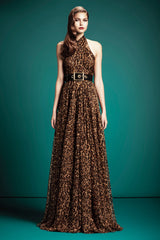 Pre-Fall 2013 Gucci by Frida Giannini Look 8 Leopard Silk Chiffon Dress w Open Back