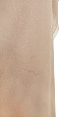 Fall 1975 Halston Runway Pale Neutral Bias Cut Silk Chiffon Dress W Ruffled & Open V Back