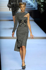 Rare Fall 2007 Christian Dior by John Galliano Runway Look 19 Beaded One Shoulder Dress