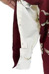 Extraordinary Spring 2022 Valentino by Pierpaolo Piccioli Look 78 Burgundy & White Embroidered Robe Dress