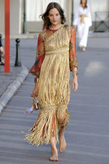 Outstanding Cruise 2011 Chanel by Karl Lagerfeld Runway Look 36 Gold Ribbon & Metallic Gold Cord Knit Dress
