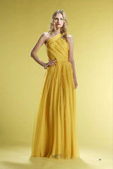 Spring 2009 John Galliano Deep Yellow Silk Chiffon Dress w Rhinestone Detailing