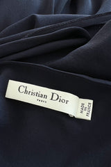Spring 2008 Christian Dior by John Galliano Deep Blue Silk Chiffon One Shoulder Dress w Beading