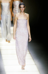 Exceptional Spring 1999 Giorgio Armani Runway Palest Ballet Nude Pink Floral Sequin Dress