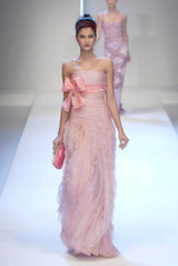 Spring 2007 Valentino Runway Look 57 Strapless Red Silk Chiffon Ruffle Dress