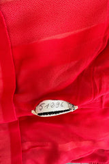 Incredible 1973 Hubert de Givenchy Haute Couture Red Sillk Crepe Chiffon Pleated Dress
