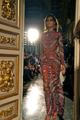 Fantastic Spring 2012 Emilio Pucci by Peter Dundas Runway Look 10 Coral Print Open Back Dress