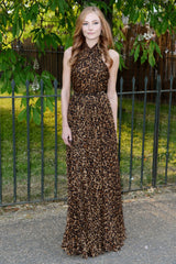 Pre-Fall 2013 Gucci by Frida Giannini Look 8 Leopard Silk Chiffon Dress w Open Back