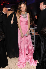 Gorgeous Pre-Fall 2012 Oscar de la Renta Runway Look 53 Soft Pink Silk Dress w Trained Skirt