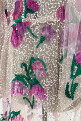Dreamy Pre-Fall 2020 Valentino by Pierpaolo Piccioli Look 45 Pink Sequin Floral Net Dress