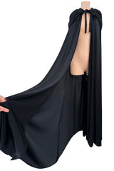Dramatic Fall 1971 Loris Azzaro Black Jersey Full Length Cape w Hood