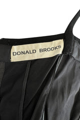 Sophisticated 1960s Donald Brooks Fine Black Wool Crepe Dress w Elaborate Rhinestone Detailing