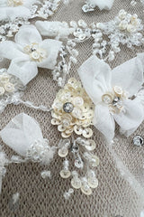 Vintage Valentino White Silk Wedding Dress w Elaborate Trains, Pleating & Extensive Beading Detail