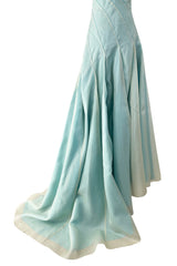 Superb Fall 2005 Richard Tyler Version of Runway Strapless Pale Blue & Ivory Silk Organza Dress