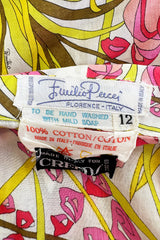 Wonderful 1960s Emilio Pucci Two Piece Cotton & Cotton Voile Pink & Yellow Skirt & Top Set