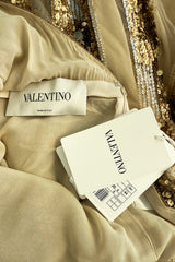 Spectacular Spring 2020 Valentino by Pierpaolo Piccioli Gold Sequin on Net Dress w Plunging Back