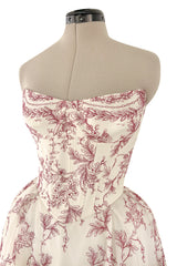Prettiest 2000s Christian Lacroix Embroidered Net Strapless Dress w Dramatic Sleeved Bolero