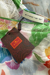 Prettiest Spring 2019 Etro by Veronica Etro Oversized Floral Print Bias Cut Silk Chiffon Spiral Dress