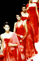 Stunning Fall 1998-99 Giorgio Armani Red Beaded & Sequin Long Skirt & Wrap Top Dress Set