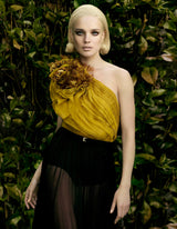 Fall 2011 Gucci by Frida Giannini Runway Look 47 Silk Floral Detailed One Shoulder Silk Chiffon Dress