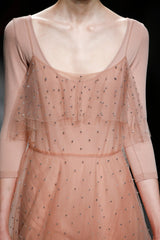 Fall 2016 Valentino by Pierpaolo Piccioli Nude Pink Net Dress w Scattered Silver Sequin & Beads