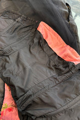 Dreamy 1960s Unlabeled Strapless Black Dress w Front Pink Panel & Floral Embroidery