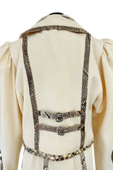 Important 1972 Bill Gibb Couture Debut Collection Lizard Detailed Cream Jacket & Scalloped Edged Skirt