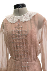 Fall 2020 Gucci by Alessandro Michele Runway Look 29 Dusty Pink Silk Dress & Skirt Overlay Set
