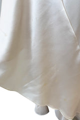 Incredible 1977 Halston Couture Heavy Weighted Ivory Silk Charmeuse Spiral Paneled Dress