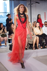 Spring 2012 Oscar de la Renta Runway Look 53 Coral Orange Chiffon One Shoulder Dress