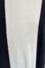 1960s Josefa Hand Embroidered Natural Linen & Black Caftan Dress W Incredible Sleeves