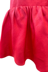 Prettiest 1970s Loris Azzaro Red Silk Gazaar One Shoulder Dress w Ruffled Detailing & Side Bow