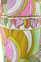 Prettiest 1960s Emilio Pucci Pale Pastel Curving Print Silk Jersey Dress w Contrasting Border