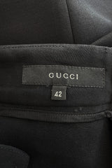 Minimalist Fall 2000 Gucci by Tom Ford Runway Look 3 Black Pant Suit w Leather Collar Detailing