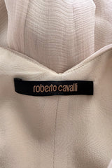 c 2007 Roberto Cavalli Pale Ballet Pink Pleated Silk Jersey Dress w Front Plunge & Rhinestones