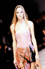 Prettiest Spring 2000 Giorgio Armani Runway Dusty Pink Beaded Halter Top & Silk Chiffon Skirt Set