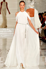 Spring 2012 Ralph Lauren Purple Label Runway Look 53 Backless Ivory Jersey Dress w Pearl Belt