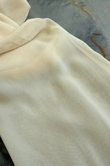 1970s Lanvin by Jules-Francois Crahay Couture Ivory Silk Chiffon & Floral Silk Ribbon Dress