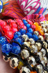 Fabulous 1970s Hanae Mori Bright Floral Print Jersey Pant & Top Set w Beading