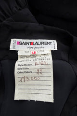 Chic c.1973 Yves Saint Laurent Black Gauzy Feeling Silk Chiffon Dress w Pattern & Full Sleeves