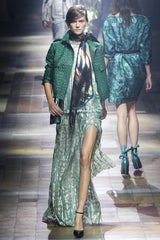Outstanding Spring 2014 Lanvin by Alber Elbaz Runway Metallic Green & Gold Dress w Ribbon Detailing