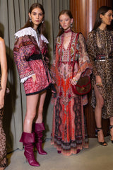 Spring 2020 Etro by Veronica Etro Runway Look 29 Printed Silk Chiffon Dress w Beaded & Embroidered Bodice