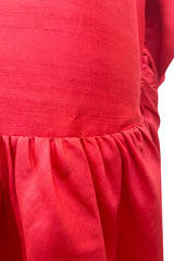 Prettiest 1970s Loris Azzaro Red Silk Gazaar One Shoulder Dress w Ruffled Detailing & Side Bow
