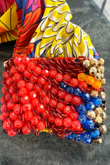 Fabulous 1970s Hanae Mori Bright Floral Print Jersey Pant & Top Set w Beading