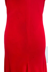 Superb Spring 1977 Halston Runway Bias Cut red Silk Chiffon Dress w Original Cape Shawl
