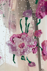 Dreamy Pre-Fall 2020 Valentino by Pierpaolo Piccioli Look 45 Pink Sequin Floral Net Dress