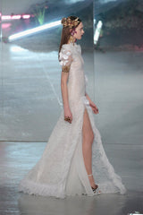 Dreamy Fall 2016 Rodarte Runway Look 40 White Lace, Silk & Net Bias Cut Dress w Hand Done Detailing