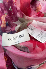 c. Resort 2020 Valentino by Pierpaolo Piccioli Ruffle Detailed Silk Chiffon Floral Caftan Dress w Tie Belt
