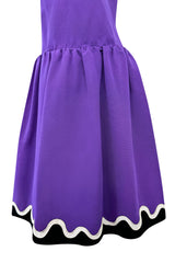 Spring 1980 Yves Saint Laurent & Ad Campaign Runway Purple Dress & Jacket Set w B&W Detailing