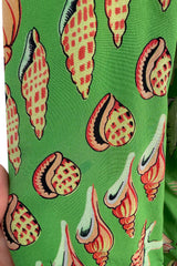 Chic Spring 1974 Valentino by the Original Mr. Valentinop Green Silk Shell Print Top & Head Scarf